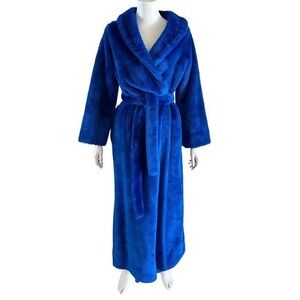 70s VTG Montgomery Ward‎ Electric Blue Plush Shag Robe Cozy Retro Unisex